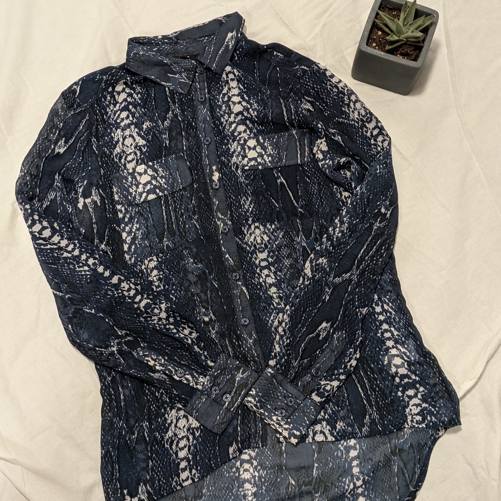 Sheer snake skin print blouse